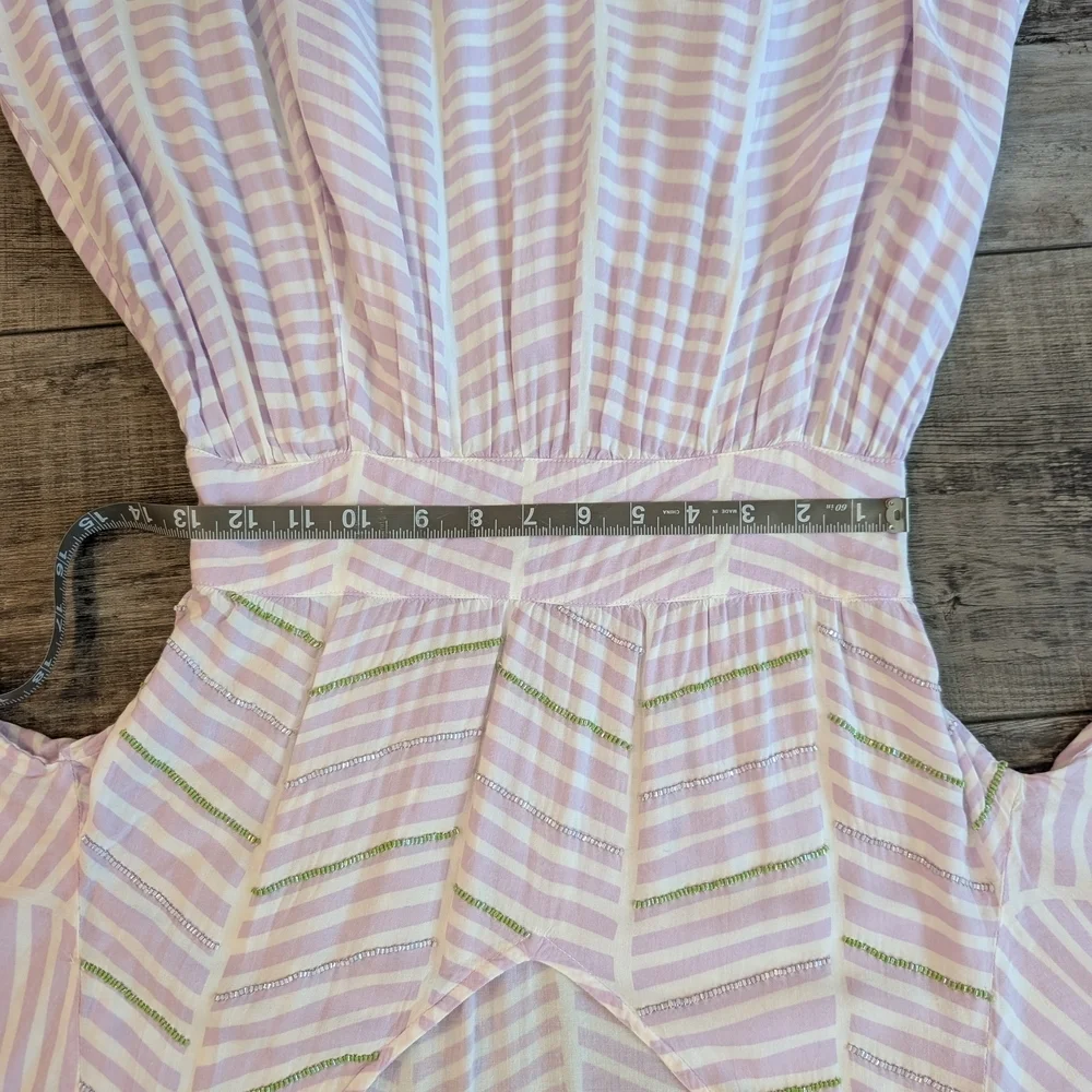 Elegant Skemo Lavender Striped Maxi Dress With Bell Sleeves. Sz. M - Picture 7 of 9